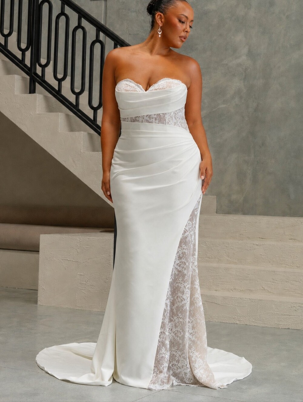 Evie Young - Style: "Gray" - Strapless Asymmetric Lace-Panel Size 10 NWOT